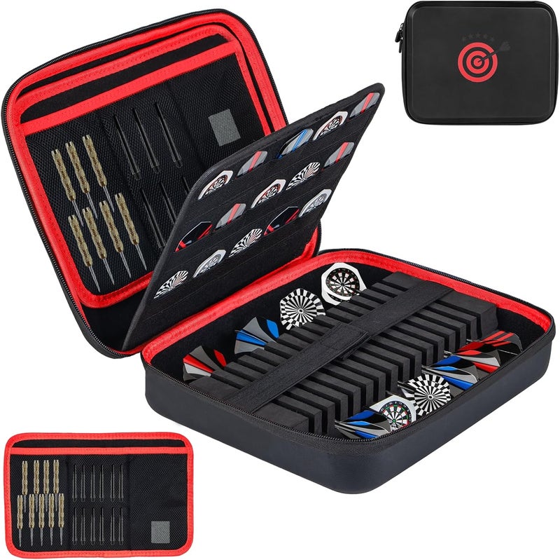 Lebared 2026 Upgraded EVA Hard Shell Dart Case for 15Darts, 30 Flights, Shafts & Accessories, Darts Case with Soft Pad & Mesh Bag for Steel or Soft Tips, Ideal Gift for Players, Bar Game, Travel -Red - Image 1